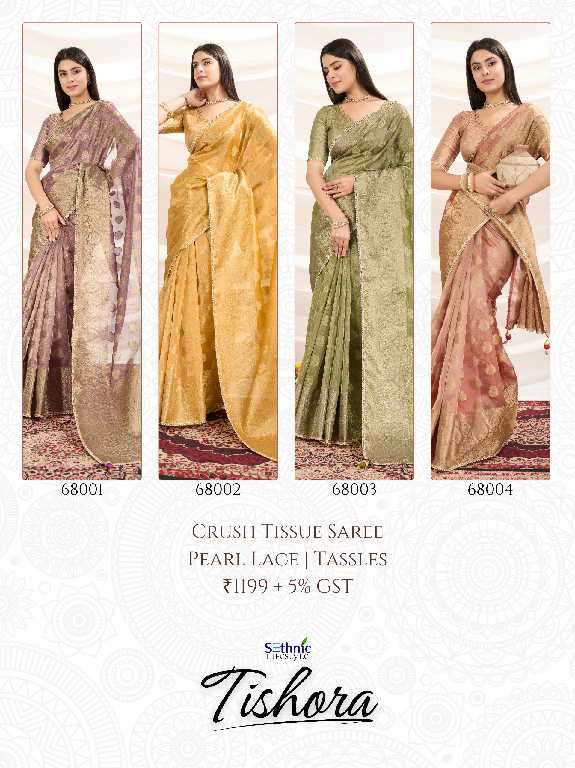 Sethnic Presents Tishora Wholesale Crush Tissue Silk Party Wear Sarees Catalog WHolesaler And exporter 
