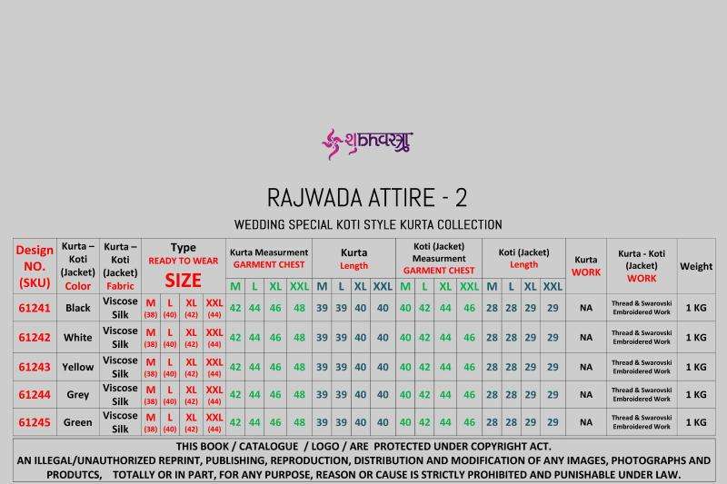 Shubhvastra Presents Attire Vol-2 Rajwada Viscose Silk Readymade Fashionable Mens Kurta Catalog Wholesaler And Exporter 