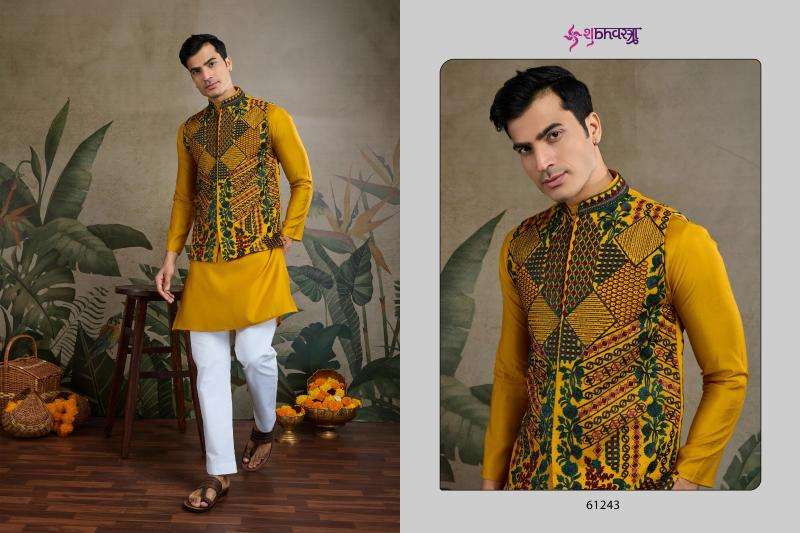 Shubhvastra Presents Attire Vol-2 Rajwada Viscose Silk Readymade Fashionable Mens Kurta Catalog Wholesaler And Exporter 