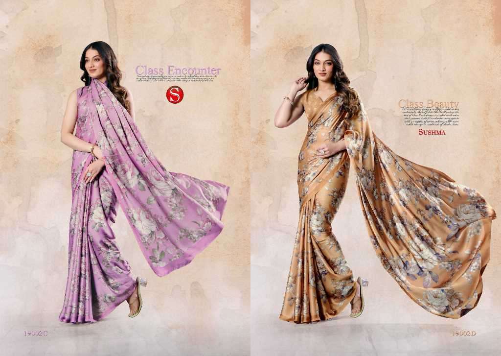 Sushma Presents Felicity Wholesale Digital Printed Satin Sarees Catalog Wholesaler And Exporter 