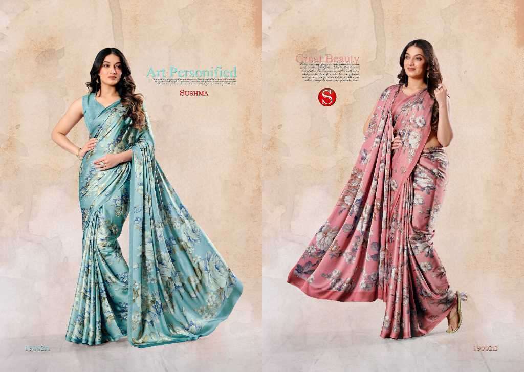 Sushma Presents Felicity Wholesale Digital Printed Satin Sarees Catalog Wholesaler And Exporter 