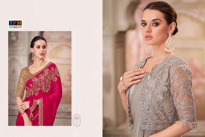 TFH PRESENTS SILVER SCREEN VOL-21 31001-31018 HEAVY DESIGNER PARTY WEAR SAREES CATALOG WHOLESALER AND EXPORTER 