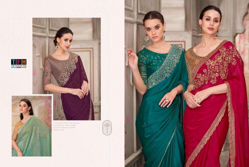 TFH PRESENTS SILVER SCREEN VOL-21 31001-31018 HEAVY DESIGNER PARTY WEAR SAREES CATALOG WHOLESALER AND EXPORTER 