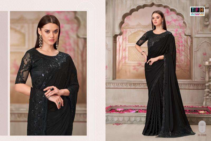 TFH PRESENTS SILVER SCREEN VOL-21 31001-31018 HEAVY DESIGNER PARTY WEAR SAREES CATALOG WHOLESALER AND EXPORTER 