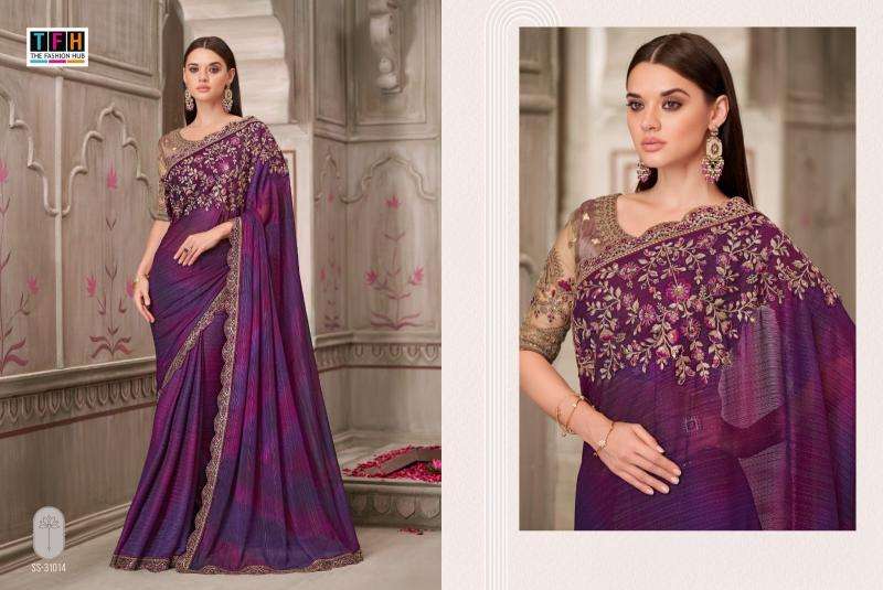 TFH PRESENTS SILVER SCREEN VOL-21 31001-31018 HEAVY DESIGNER PARTY WEAR SAREES CATALOG WHOLESALER AND EXPORTER 
