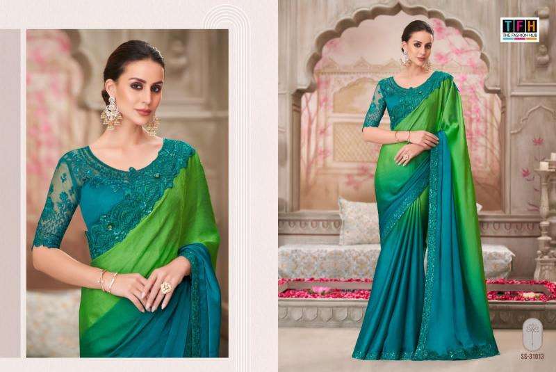 TFH PRESENTS SILVER SCREEN VOL-21 31001-31018 HEAVY DESIGNER PARTY WEAR SAREES CATALOG WHOLESALER AND EXPORTER 