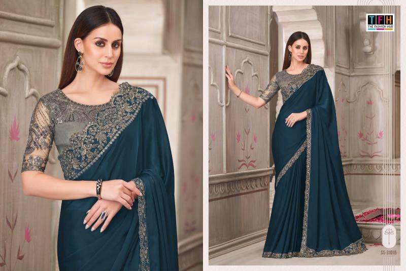 TFH PRESENTS SILVER SCREEN VOL-21 31001-31018 HEAVY DESIGNER PARTY WEAR SAREES CATALOG WHOLESALER AND EXPORTER 