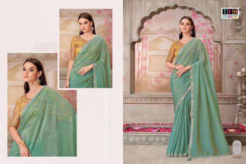 TFH PRESENTS SILVER SCREEN VOL-21 31001-31018 HEAVY DESIGNER PARTY WEAR SAREES CATALOG WHOLESALER AND EXPORTER 