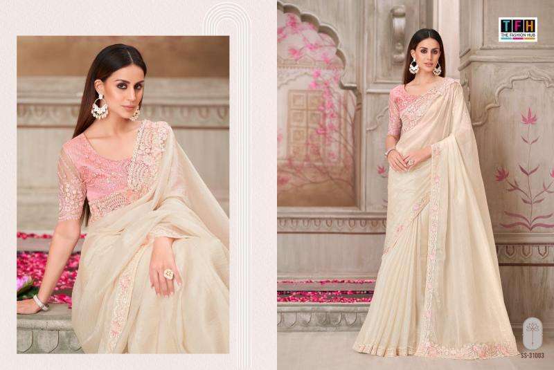 TFH PRESENTS SILVER SCREEN VOL-21 31001-31018 HEAVY DESIGNER PARTY WEAR SAREES CATALOG WHOLESALER AND EXPORTER 