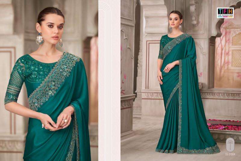 TFH PRESENTS SILVER SCREEN VOL-21 31001-31018 HEAVY DESIGNER PARTY WEAR SAREES CATALOG WHOLESALER AND EXPORTER 