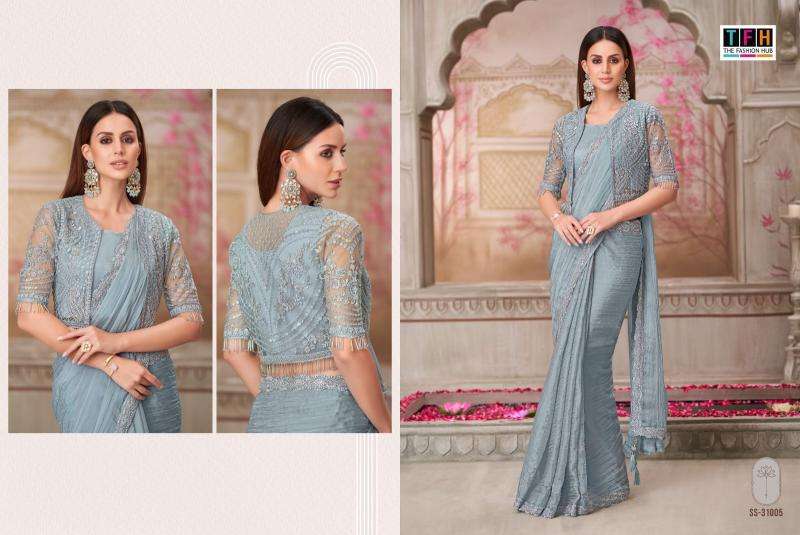 TFH PRESENTS SILVER SCREEN VOL-21 31001-31018 HEAVY DESIGNER PARTY WEAR SAREES CATALOG WHOLESALER AND EXPORTER 