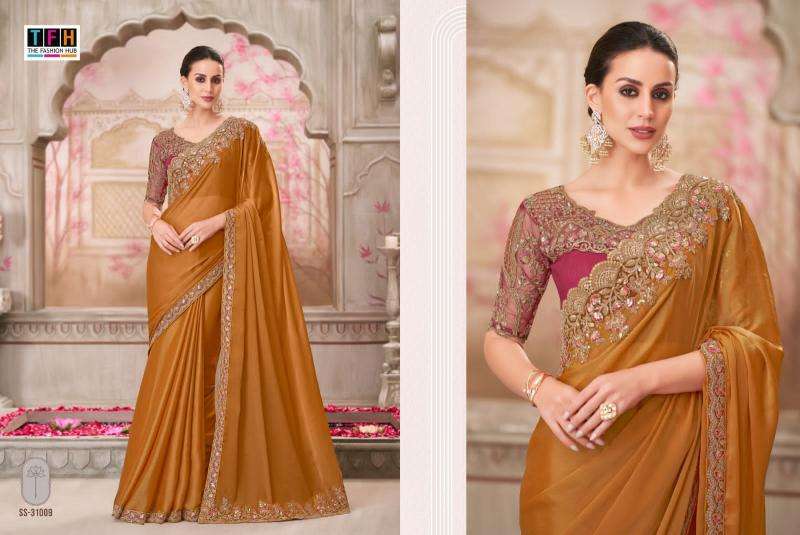 TFH PRESENTS SILVER SCREEN VOL-21 31001-31018 HEAVY DESIGNER PARTY WEAR SAREES CATALOG WHOLESALER AND EXPORTER 