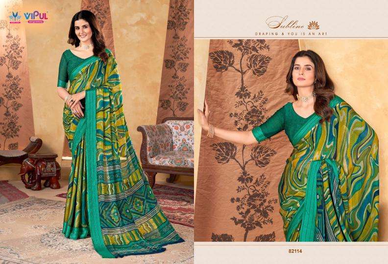 Vipul Fashion Presents Madhvi Vol-2 Attractive Look Shimar Chiffon Sarees Catalog Wholesaler And Exporter 