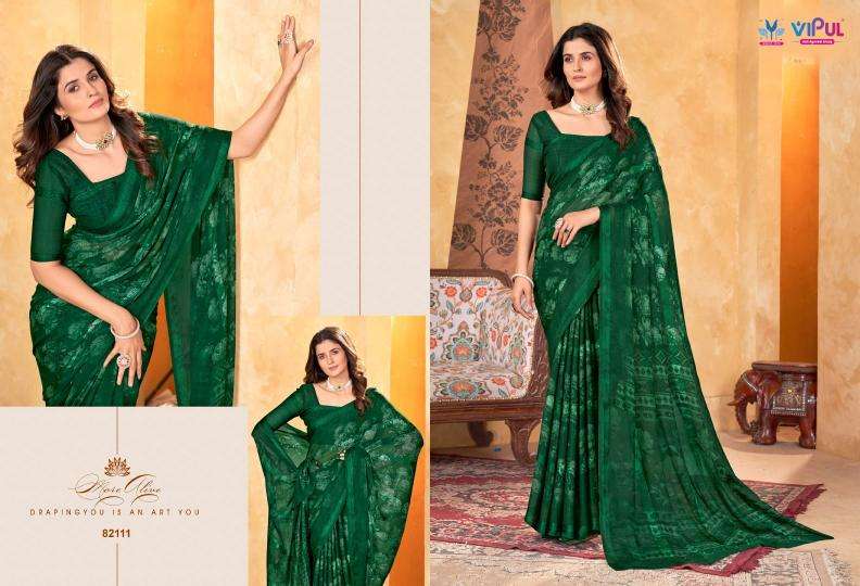 Vipul Fashion Presents Madhvi Vol-2 Attractive Look Shimar Chiffon Sarees Catalog Wholesaler And Exporter 