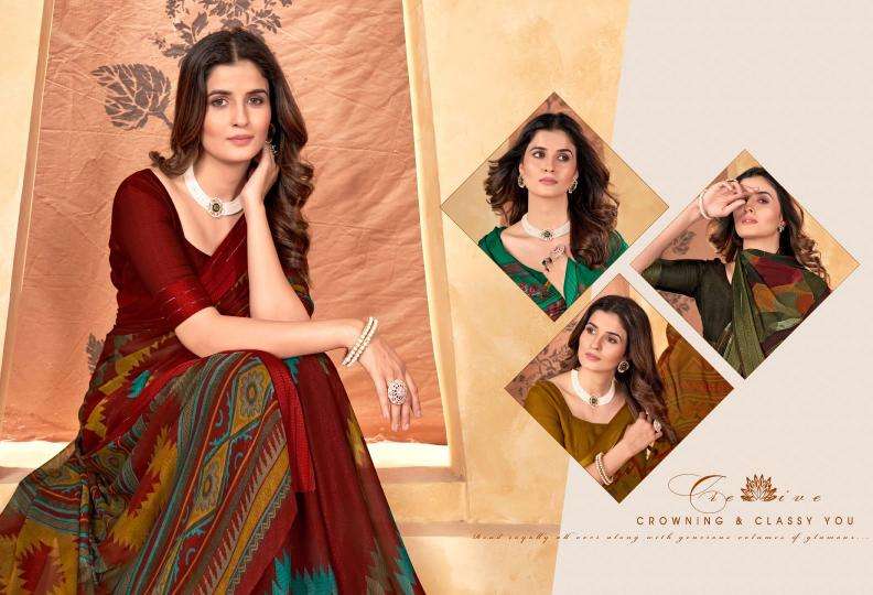 Vipul Fashion Presents Madhvi Vol-2 Attractive Look Shimar Chiffon Sarees Catalog Wholesaler And Exporter 