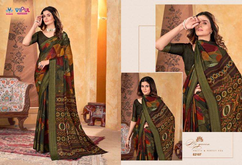 Vipul Fashion Presents Madhvi Vol-2 Attractive Look Shimar Chiffon Sarees Catalog Wholesaler And Exporter 