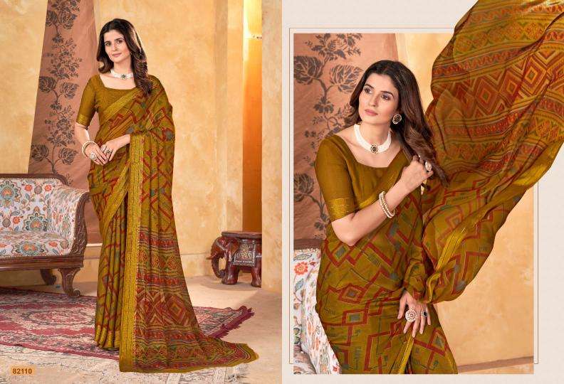 Vipul Fashion Presents Madhvi Vol-2 Attractive Look Shimar Chiffon Sarees Catalog Wholesaler And Exporter 