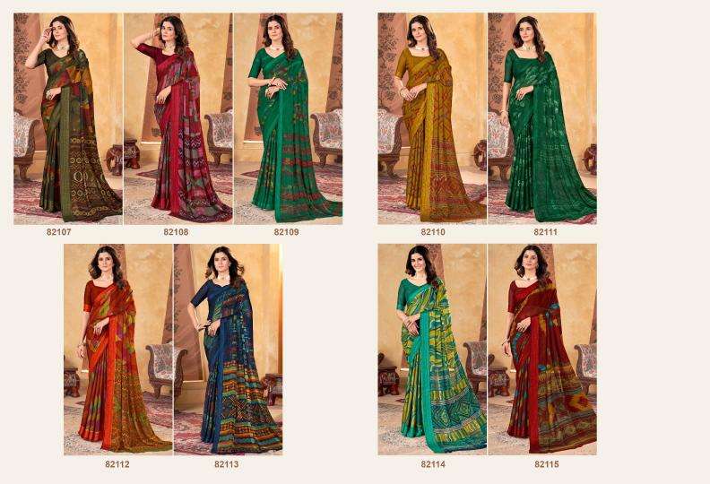 Vipul Fashion Presents Madhvi Vol-2 Attractive Look Shimar Chiffon Sarees Catalog Wholesaler And Exporter 