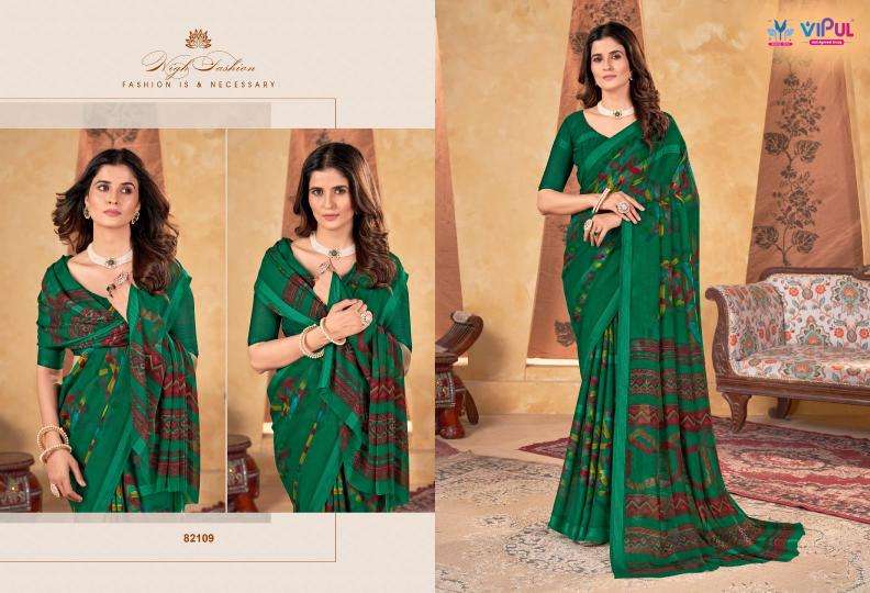 Vipul Fashion Presents Madhvi Vol-2 Attractive Look Shimar Chiffon Sarees Catalog Wholesaler And Exporter 