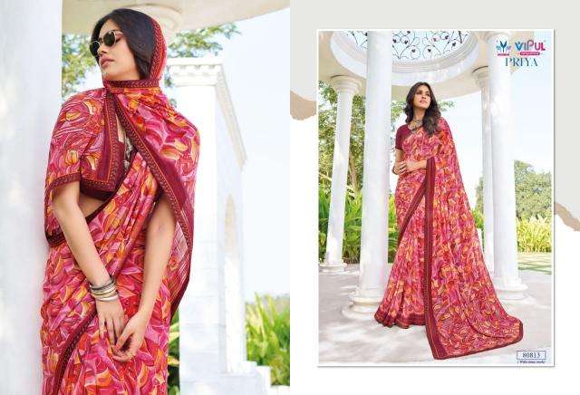 Vipul Fashion Presents Priya Georgette Shop Trendy Saree Catalog Wholesaler And Exporter 