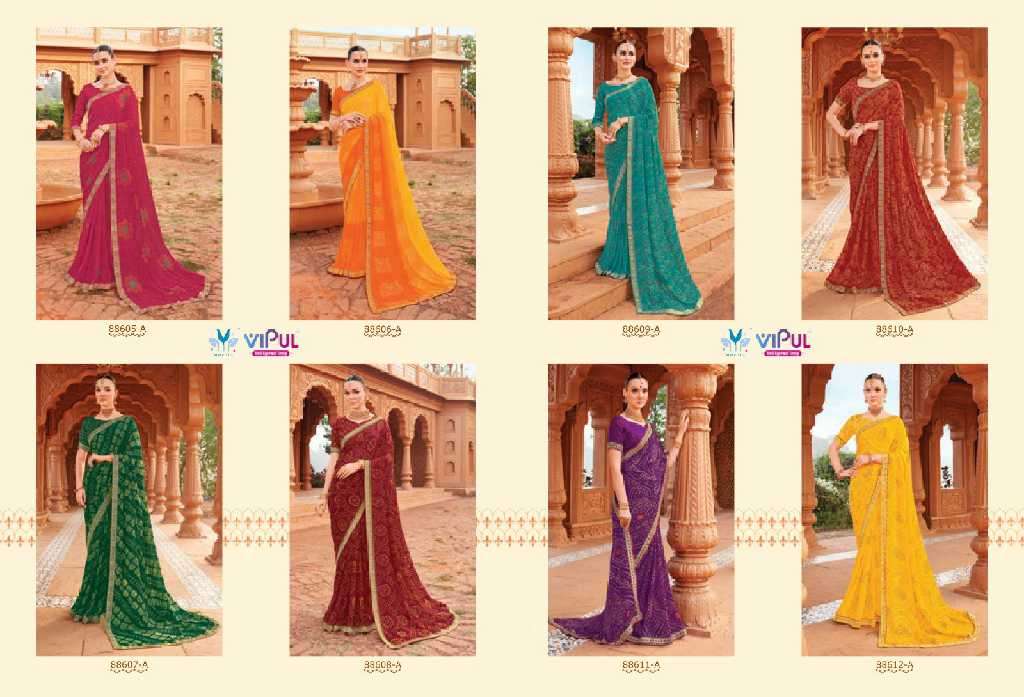 Vipul Presents Chakori Wholesale Chinon Fabrics Ethnic Indian Sarees Catalog Wholesaler And Exporter 