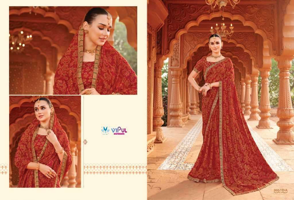 Vipul Presents Chakori Wholesale Chinon Fabrics Ethnic Indian Sarees Catalog Wholesaler And Exporter 