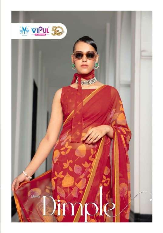 Vipul Presents Dimple Wholesale Georgette Fabrics Ethnic Sarees Catalog Wholesaler and EXPORTER 