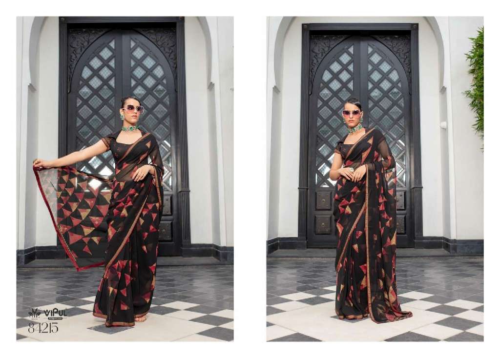 Vipul Presents Dimple Wholesale Georgette Fabrics Ethnic Sarees Catalog Wholesaler and EXPORTER 