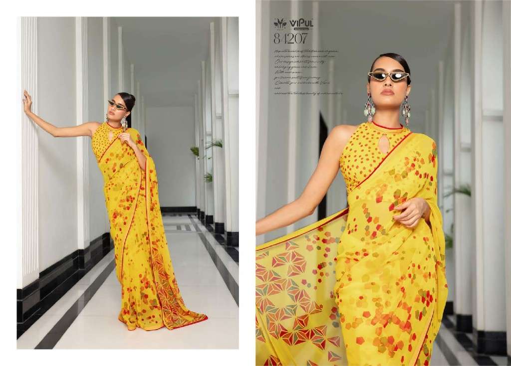 Vipul Presents Dimple Wholesale Georgette Fabrics Ethnic Sarees Catalog Wholesaler and EXPORTER 