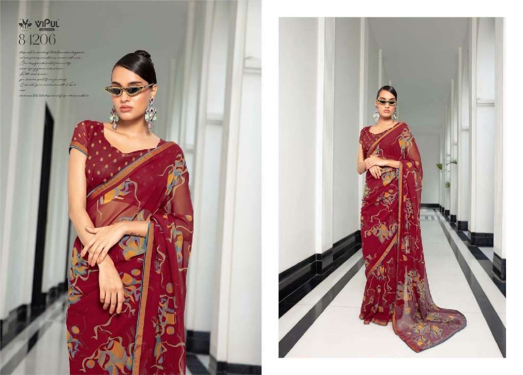 Vipul Presents Dimple Wholesale Georgette Fabrics Ethnic Sarees Catalog Wholesaler and EXPORTER 