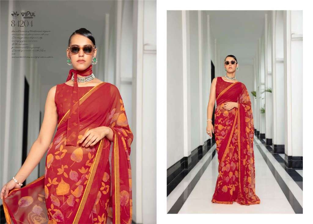 Vipul Presents Dimple Wholesale Georgette Fabrics Ethnic Sarees Catalog Wholesaler and EXPORTER 
