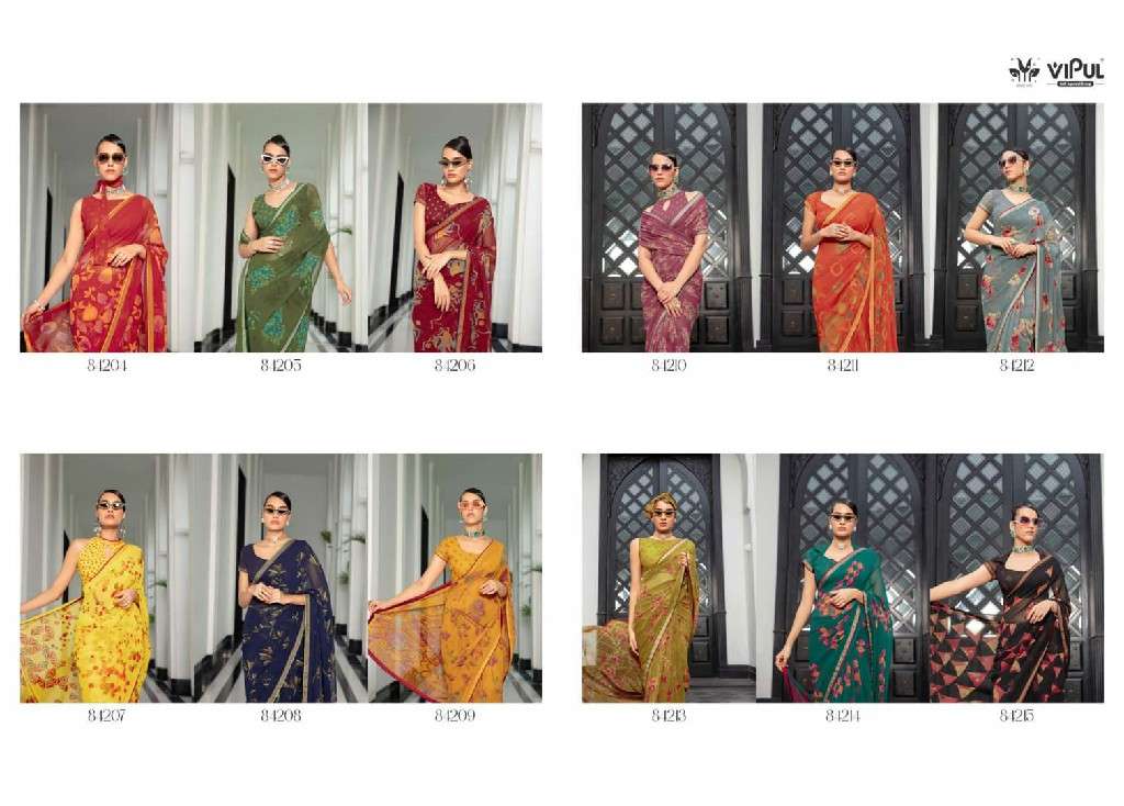 Vipul Presents Dimple Wholesale Georgette Fabrics Ethnic Sarees Catalog Wholesaler and EXPORTER 