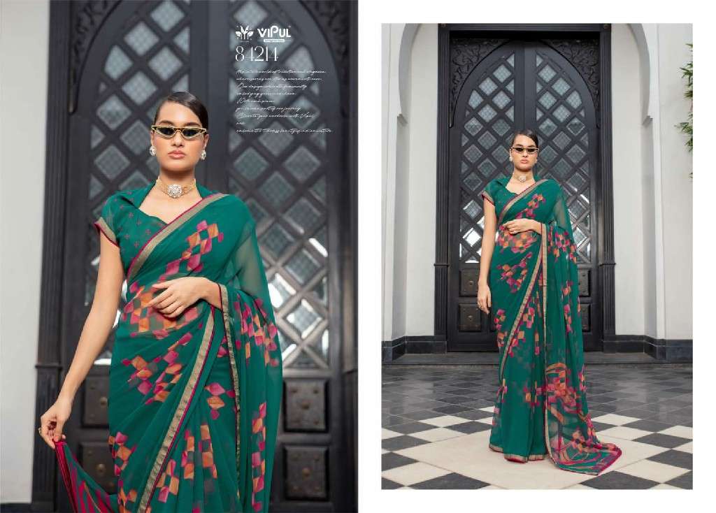 Vipul Presents Dimple Wholesale Georgette Fabrics Ethnic Sarees Catalog Wholesaler and EXPORTER 