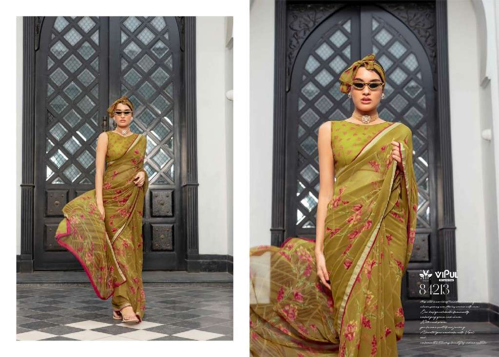 Vipul Presents Dimple Wholesale Georgette Fabrics Ethnic Sarees Catalog Wholesaler and EXPORTER 