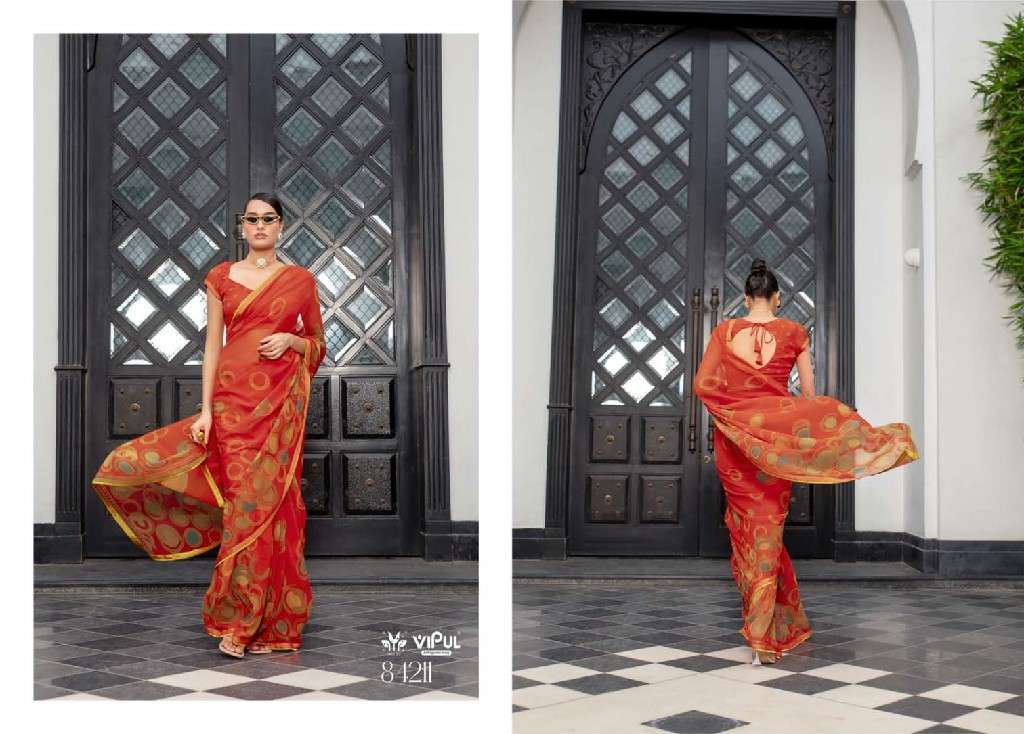 Vipul Presents Dimple Wholesale Georgette Fabrics Ethnic Sarees Catalog Wholesaler and EXPORTER 