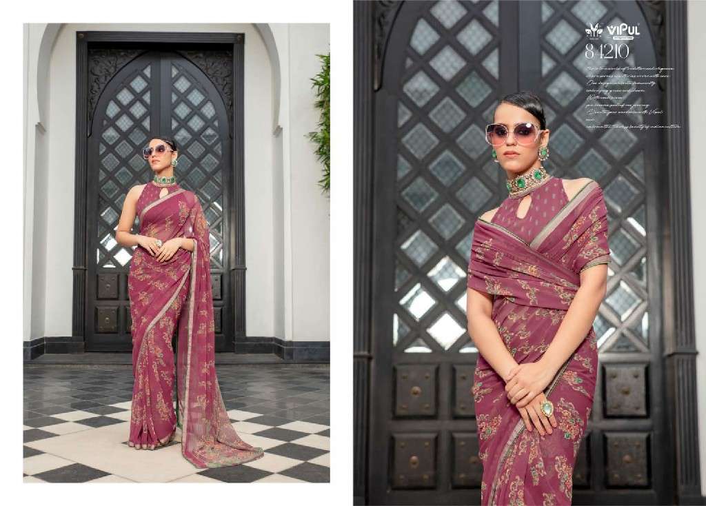 Vipul Presents Dimple Wholesale Georgette Fabrics Ethnic Sarees Catalog Wholesaler and EXPORTER 