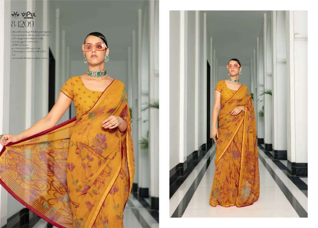 Vipul Presents Dimple Wholesale Georgette Fabrics Ethnic Sarees Catalog Wholesaler and EXPORTER 