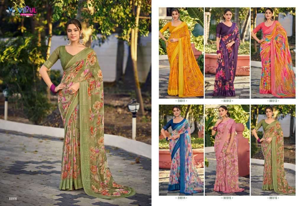 Vipul Presents Falguni Vol-3 Classic Georgette Pattern Indian Sarees Catalog Wholesaler 