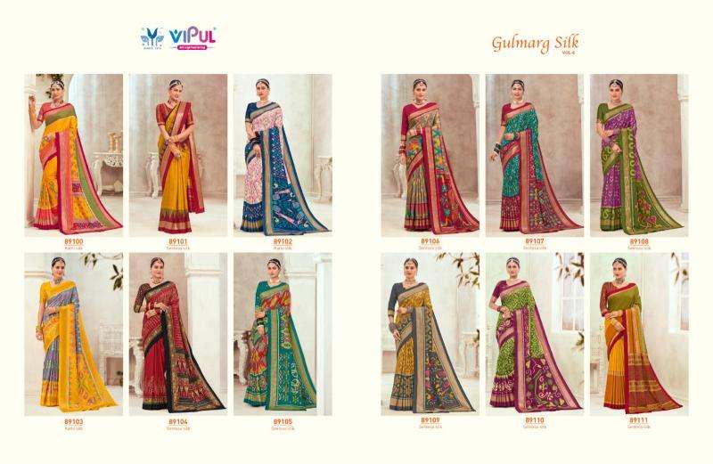 Vipul Presents Gulmarg Silk Vol-6 Soft Silk Summer Special Sarees Catalog Wholesaler  And Exporter 
