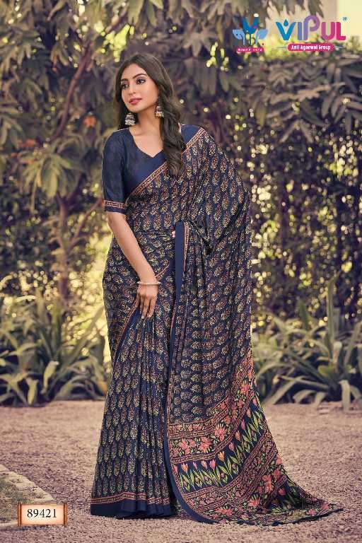 Vipul Presents Heritage Silk Vol-12 Wholesale Crepe Silk Ethnic Sarees Catalog Wholesaler And Exporter 