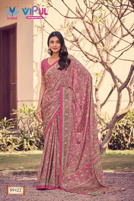 Vipul Presents Heritage Silk Vol-12 Wholesale Crepe Silk Ethnic Sarees Catalog Wholesaler And Exporter 