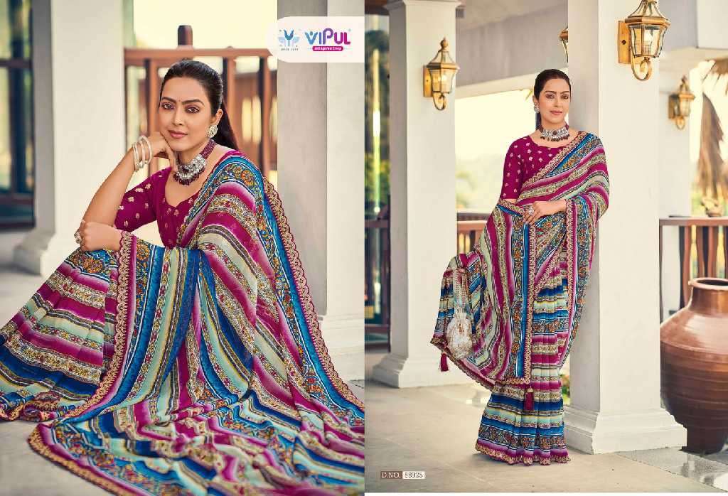 Vipul Presents Ladlee Wholesale Weightless Printed Fabrics Ethnic Indian Sarees Catalog WHolesaler And Exporter 