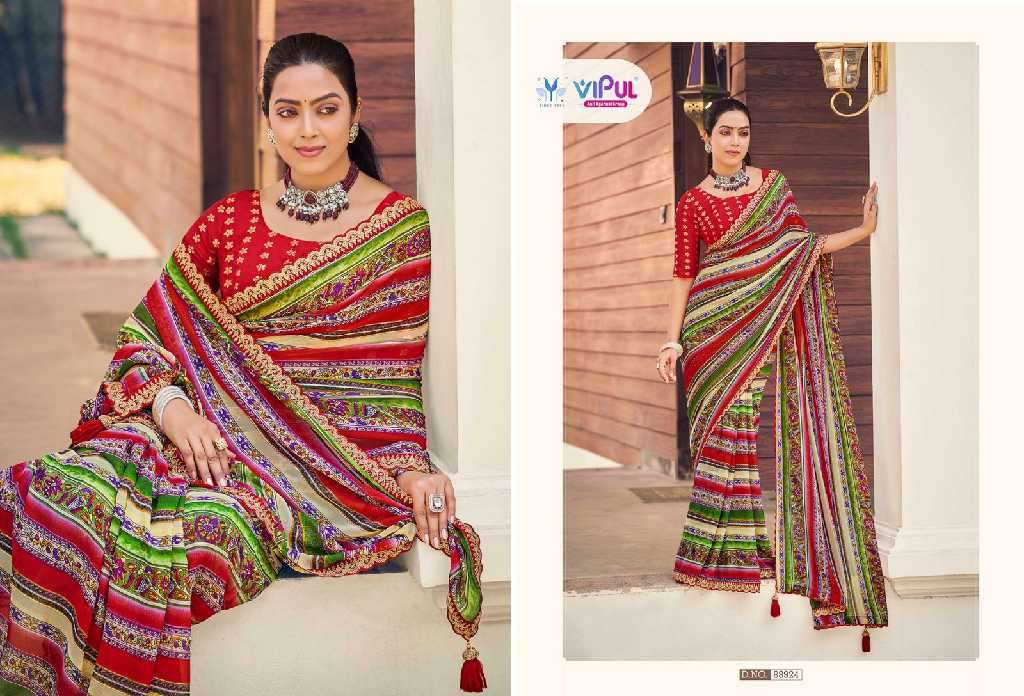 Vipul Presents Ladlee Wholesale Weightless Printed Fabrics Ethnic Indian Sarees Catalog WHolesaler And Exporter 