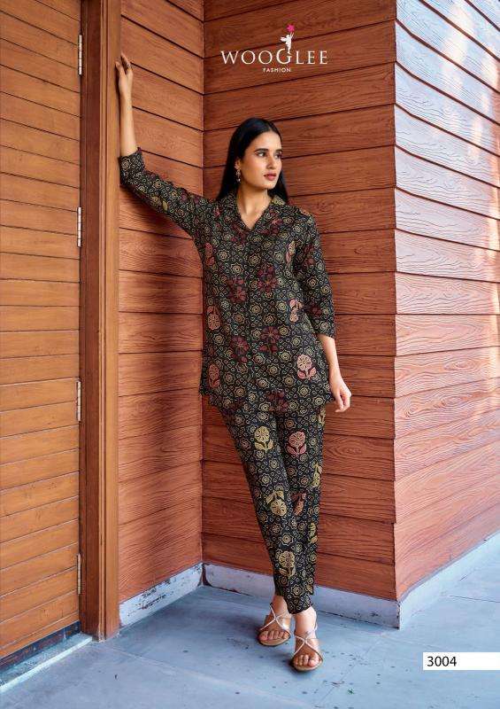 wooglee presents rolex rayon classic look full stitch co-ord set for womens catalog wholesaler and exporter 