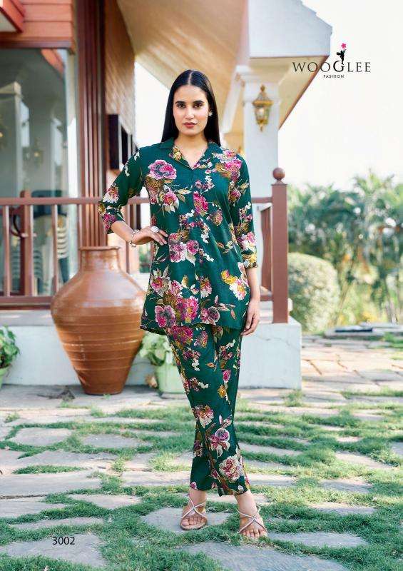 wooglee presents rolex rayon classic look full stitch co-ord set for womens catalog wholesaler and exporter 