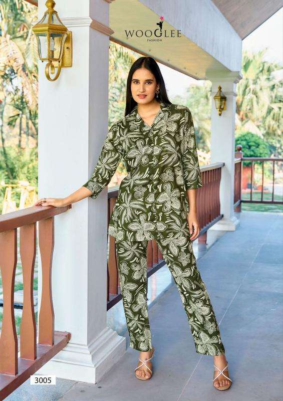 wooglee presents rolex rayon classic look full stitch co-ord set for womens catalog wholesaler and exporter 