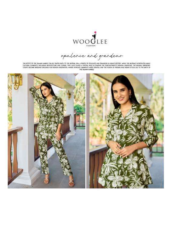 wooglee presents rolex rayon classic look full stitch co-ord set for womens catalog wholesaler and exporter 