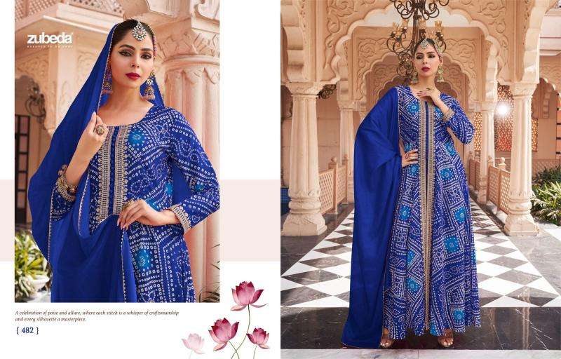 Zubeda Presents Rang Mahal Stitched Gown With Dupatta And Pant Catalog Wholesaler And Exporter 