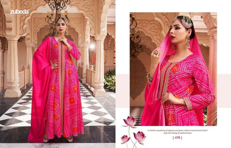 Zubeda Presents Rang Mahal Stitched Gown With Dupatta And Pant Catalog Wholesaler And Exporter 