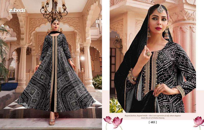 Zubeda Presents Rang Mahal Stitched Gown With Dupatta And Pant Catalog Wholesaler And Exporter 